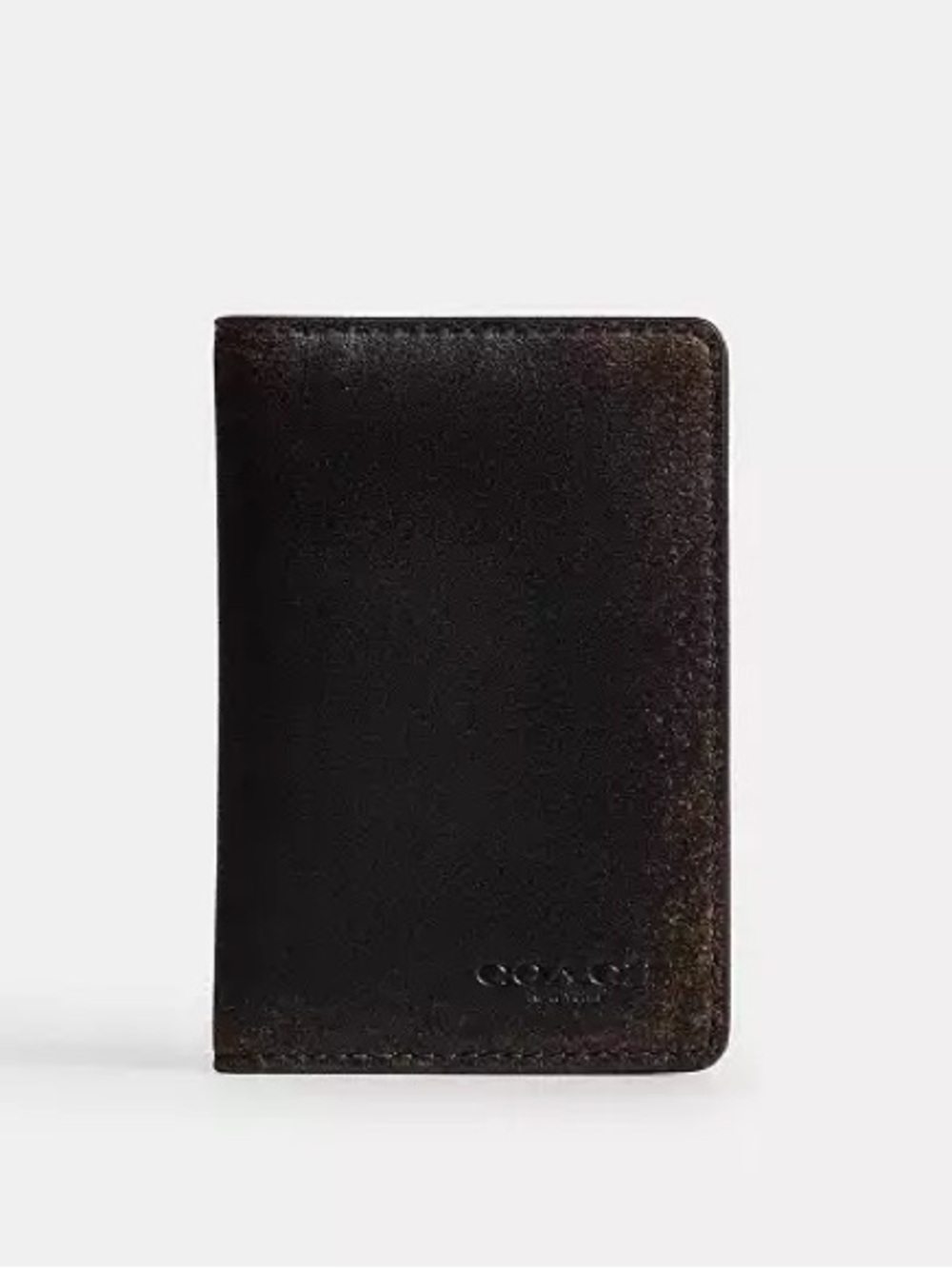 Coach Loved Leather ID Card Case Wallet Black/Brown Rub-off Smooth Leather NWT